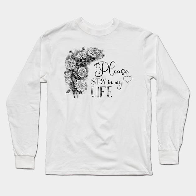 Flowers Bouquet with Love Text Long Sleeve T-Shirt by Biophilia